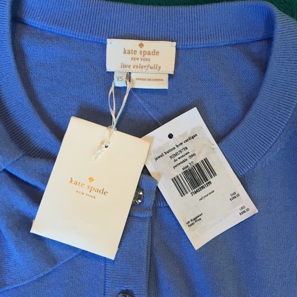 Periwinkle Bow Cardigan Rhinestone Buttons - Picture 5 of 6